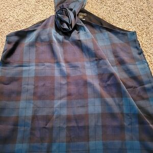 Ann Taylor Blue and Black Plaid Blouse